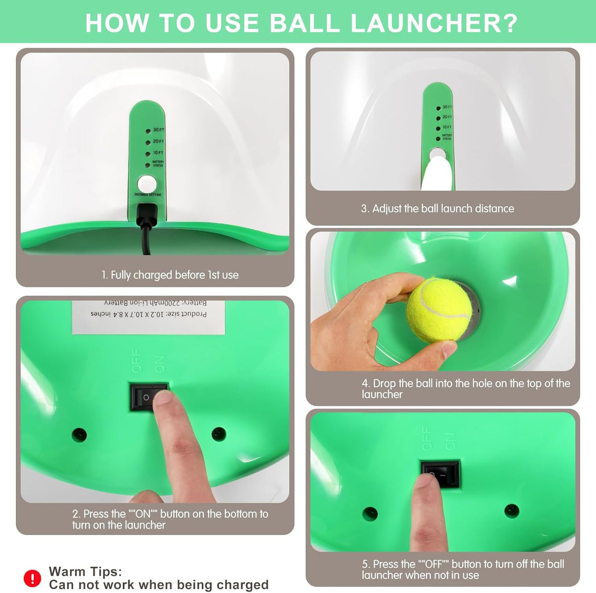 Automatic Dog Ball Launcher – Interactive Pet Ball Thrower with 12 Balls & Adjustable Range (10–30FT)