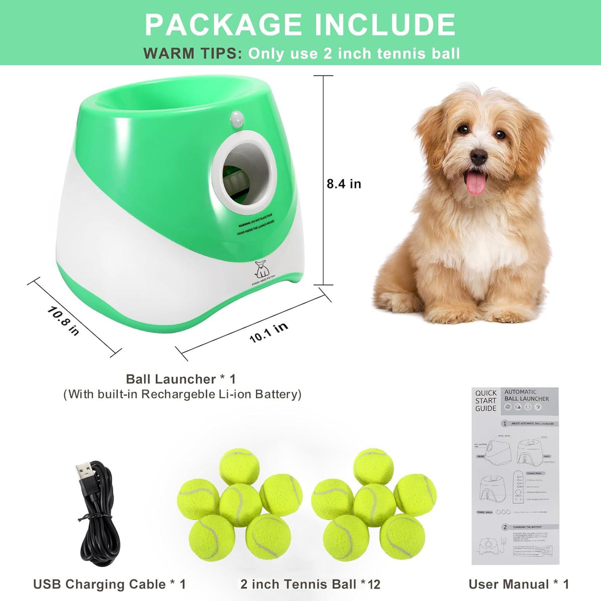 Automatic Dog Ball Launcher – Interactive Pet Ball Thrower with 12 Balls & Adjustable Range (10–30FT)