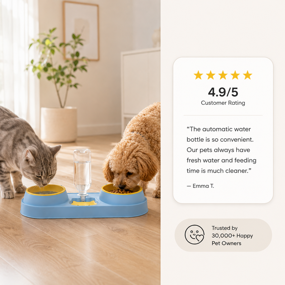Automatic Pet Feeding & Water Bowl Set